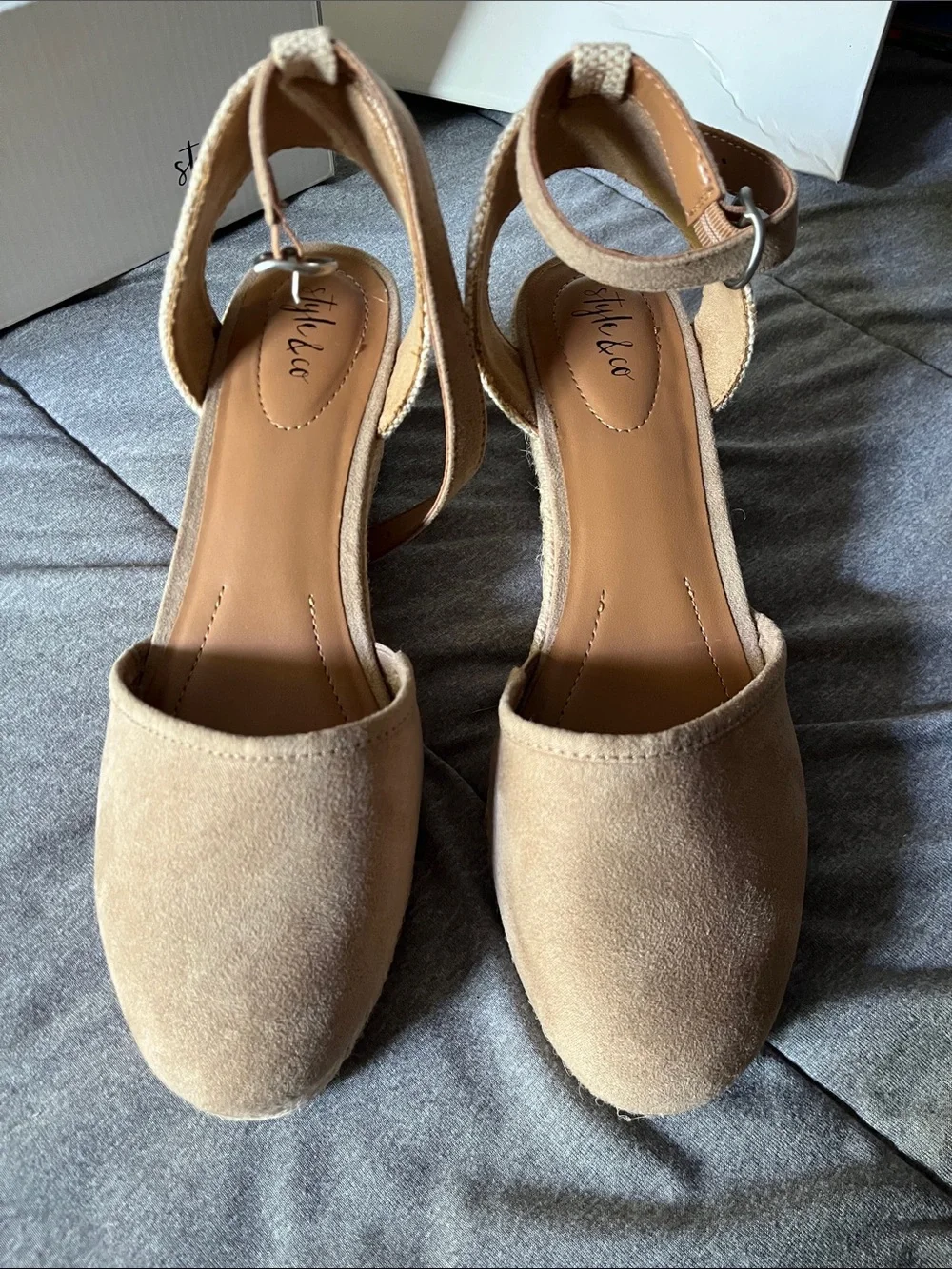 Style & Co. Tan Espadrille Wedge Sandals with Ankle Strap